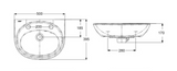 AKW Livenza Plus Sanitaryware Washbasin 500mm 2 Tap Hole (23193)