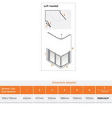 AKW Silverdale Option A Shower Screens 1000x700mm Left Hand - 750mm High - Clear (91001LSC)