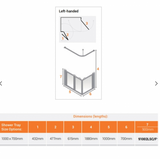 AKW Silverdale Option A Shower Screens 1000x700mm Left Hand - 900mm High - Clear (91002LSC)