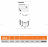 AKW Silverdale Option A Shower Screens 1200x700mm Left Hand - 750mm High - Frosted (91003LSF)