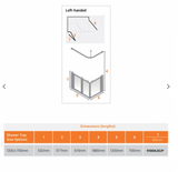 AKW Silverdale Option A Shower Screens 1200x700mm Left Hand - 900mm High - Frosted (91004LSF)