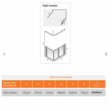 AKW Silverdale Option A Shower Screens 1200x700mm Right Hand - 750mm High - Clear (91003RSC)