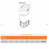AKW Silverdale Option A Shower Screens 1200x700mm Right Hand - 900mm High - Clear (91004RSC)