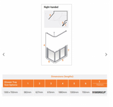 AKW Silverdale Option A Shower Screens 1300x700mm Right Hand - 750mm High - Frosted (91005RSF)
