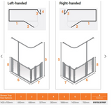 AKW Silverdale Option B Shower Screens 1420x700mm Left Hand - 900mm High - Frosted (91015LSF)