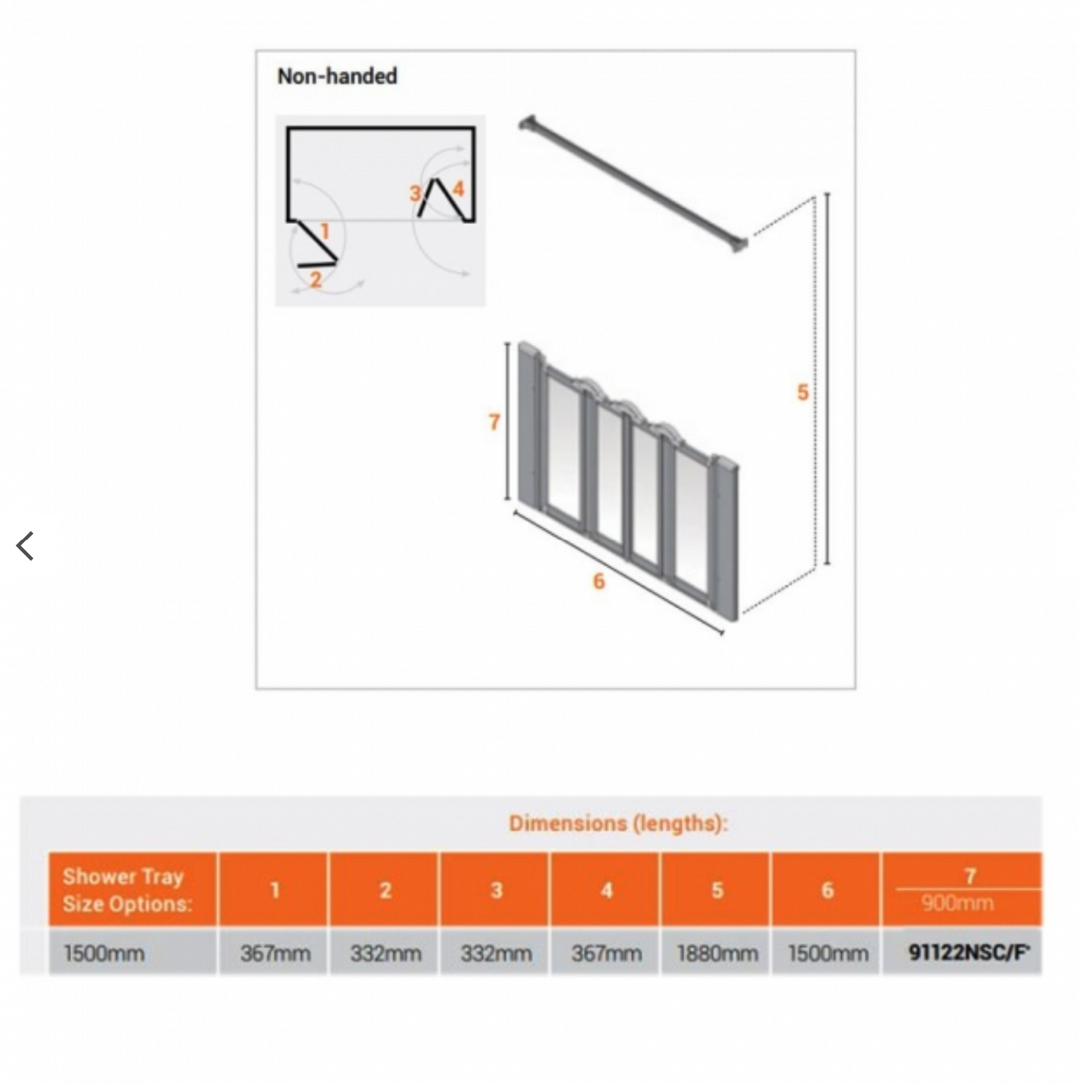 AKW Silverdale Option N Shower Screens 1500mm Wide x 900mm High - Clear (91122NSC)