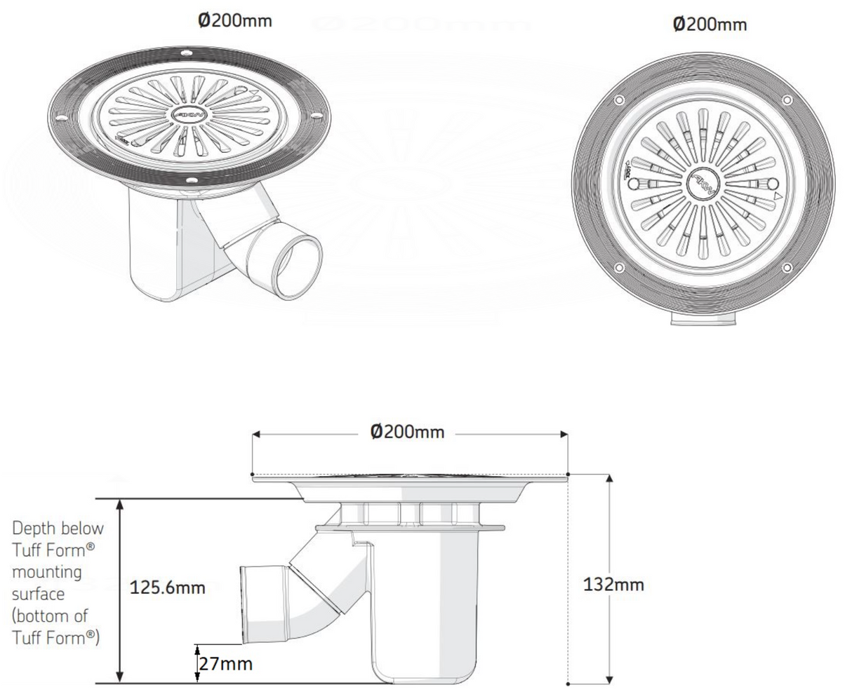 AKW Tuff Form 1 Part Gravity Waste Adaptor TF75 - Vinyl Floors (25106)
