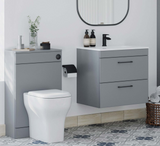Kartell K-VIT Dove 600mm 2 Drawer Wall Mounted Unit With Ceramic Basin-Slate Grey (DOV600WMDR-SG FUR057PU)