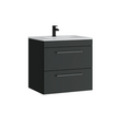 Kartell K-VIT Dove 600mm 2 drawer wall mounted unit with ceramic basin in matt anthracite