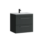 Kartell K-VIT Dove 600mm 2 drawer wall mounted unit with ceramic basin in matt anthracite