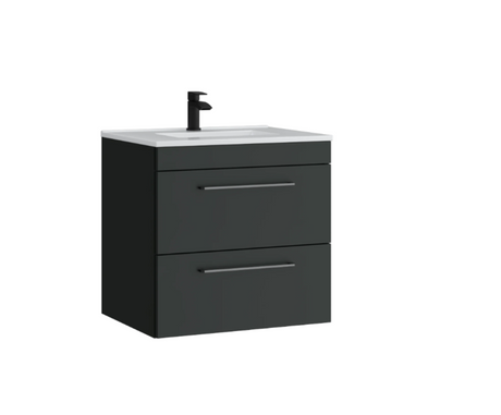 Kartell K-VIT Dove 600mm 2 drawer wall mounted unit with ceramic basin in matt anthracite