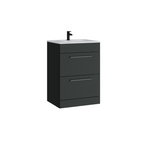 Kartell K-VIT Dove 600mm 2 drawer floor standing unit with ceramic basin in matt anthracite