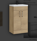 Kartell K-VIT Dove 500mm 2 door floor standing unit with ceramic basin in torro oak