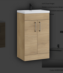 Kartell K-VIT Dove 500mm 2 door slimline unit with ceramic basin in torro oak