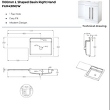 Kartell K-VIT Dove 1100mm L-Shaped Door Unit Right-Hand Furniture Pack - Torro Oak - Cistern Included (DOV600FSDO-TO - DOVLSWC-TO - FUR431NEW - ACC001N)