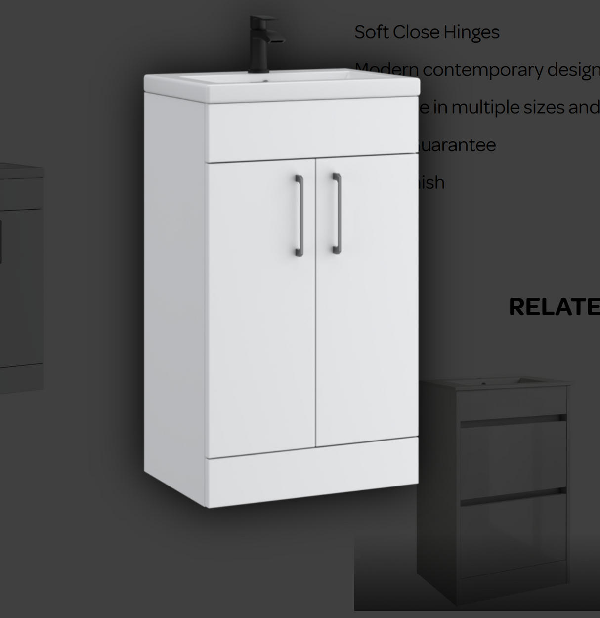 Kartell K-VIT Dove 500mm 2 door floor standing unit with ceramic basin in matt white