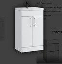 Kartell K-VIT Dove 500mm 2 door floor standing unit with ceramic basin in matt white