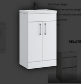 Kartell K-VIT Dove 500mm 2 door floor standing unit with ceramic basin in matt white