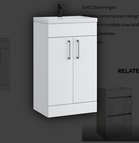 Kartell K-VIT Dove 500mm 2 door floor standing unit with ceramic basin in matt white