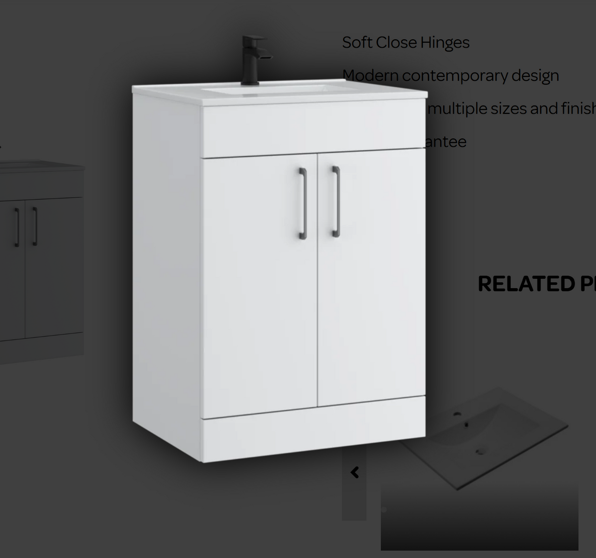 Kartell K-VIT Dove 600mm 2 door floor standing unit with ceramic basin in matt white