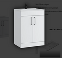 Kartell K-VIT Dove 600mm 2 door floor standing unit with ceramic basin in matt white