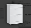 Kartell K-VIT Dove 600mm 2 drawer floor standing unit with ceramic basin in matt white