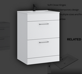 Kartell K-VIT Dove 600mm 2 drawer floor standing unit with ceramic basin in matt white