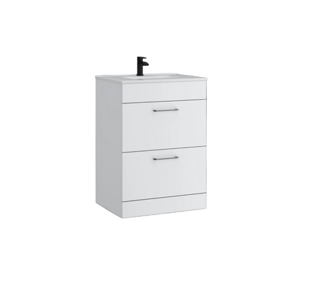 Kartell K-VIT Dove 600mm 2 drawer floor standing unit with ceramic basin in matt white
