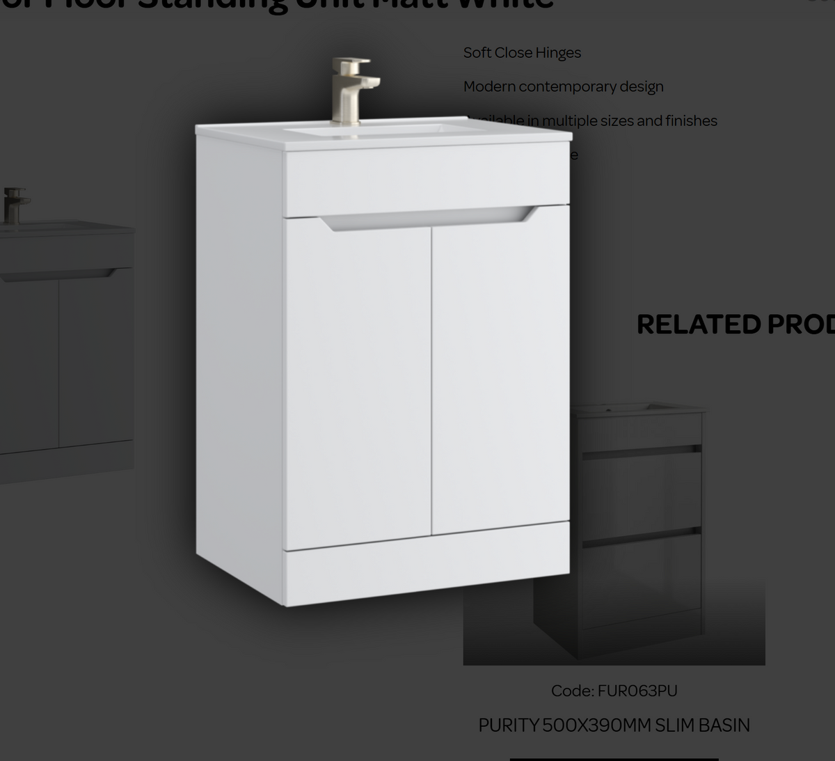 Urban 500mm 2 Door Floor Standing Unit - Matt White