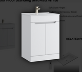 Kartell K-VIT Urban 600mm 2 Door Floor Standing Unit With Ceramic Basin - Matt White (URB600FSDO-SW FUR057PU)