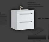 Kartell K-VIT Urban 600mm 2 Drawer Wall Mounted Unit With Ceramic Basin- Matt White (URB600WMDR-SWFUR057PU)