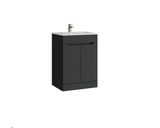 Kartell K-VIT Urban 600mm 2 Door Floor Standing Unit With Ceramic Basin - Matt Anthracite  (URB600FSDO-MA FUR057PU)