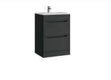 Kartell K-VIT Urban 600mm 2 Drawer Wall Mounted Unit With Ceramic Basin- Matt Anthracite  (URB600WMDR-MA FUR057PU)
