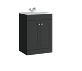 Kartell K-VIT Sanctuary 500mm 2 Door Floor Standing Unit With Ceramic Basin-Matt Anthracite (SAN500FSDO-MA FUR063PU)