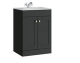 Kartell K-VIT Sanctuary 600mm 2 Door Floor Standing Unit With Ceramic Basin - Matt Anthracite (SAN600FSDO-MA- FUR057PU)