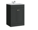 Kartell K-VIT Sanctuary 600mm 2 Door Floor Standing Unit with Ceramic Basin - Matt Anthracite