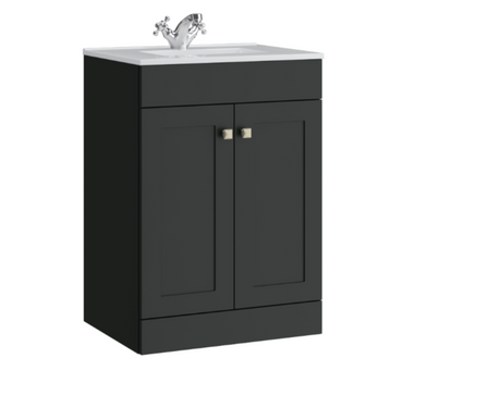 Kartell K-VIT Sanctuary 600mm 2 Door Floor Standing Unit with Ceramic Basin - Matt Anthracite
