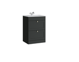 Kartell K-VIT Sanctuary 600mm 2 Drawer Floor Standing Unit With Ceramic Basin-Matt Anthracite (SAN600FSDR-MA FUR057PU)