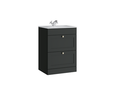 Kartell K-VIT Sanctuary 600mm 2 Drawer Floor Standing Unit with Ceramic Basin - Matt Anthracite