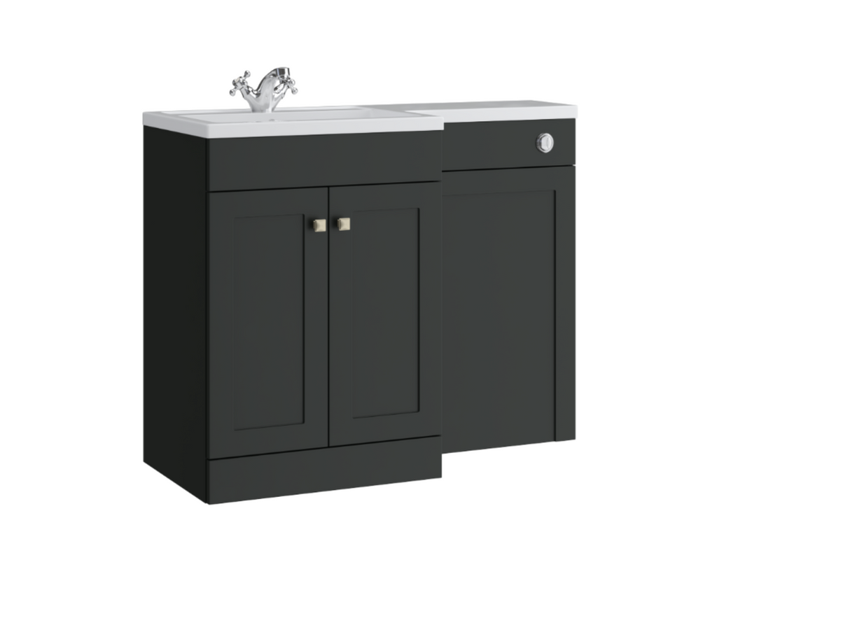 Kartell K-VIT Sanctuary 1100mm L-Shaped Door Unit Left-Hand Furniture Pack - Matt Anthracite - Cistern Included (SAN600FSDO-MA - SANLSWC-MA - FUR430NEW - ACC001N)
