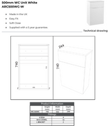 Kartell K-VIT Arc 500mm WC Unit- White Gloss (ARC500WC-W)