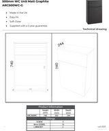 Kartell K-VIT Arc 500mm WC Unit- Matt Graphite (ARC500WC-G)