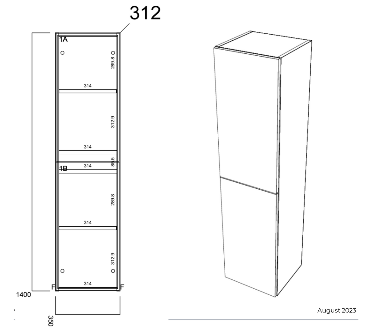 Kartell K-VIT Arc Wall Mounted Tall Unit- Matt Graphite (ARCWMTU-G)