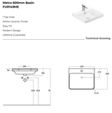 Kartell K-VIT Arc 600mm Wall Mounted 2 Drawer Unit With Ceramic Basin- Cashmere (ARC600WM-C FUR149ME)