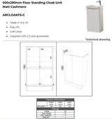 Kartell K-VIT Arc 500mm Floor Standing 2 Door Cloakroom Unit With Ceramic Basin- Matt Cashmere (ARCLOAKFS-C FUR455CA)