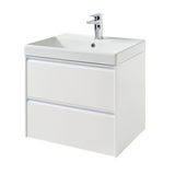 Kartell K-VIT Moon 600mm 2 Drawer Wall Mounted Unit With Ceramic Basin-Matt White (MOON600WM-W MOON600BAS)
