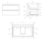 Kartell K-VIT Moon 800mm 2 Drawer Wall Mounted Unit With Ceramic Basin-Matt White (MOON800WM-W MOON800BAS)