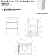 Kartell K-VIT Moon 600mm 2 Drawer Floor Standing Unit With Ceramic Basin-Matt White (MOON600FS-W MOON600BAS)