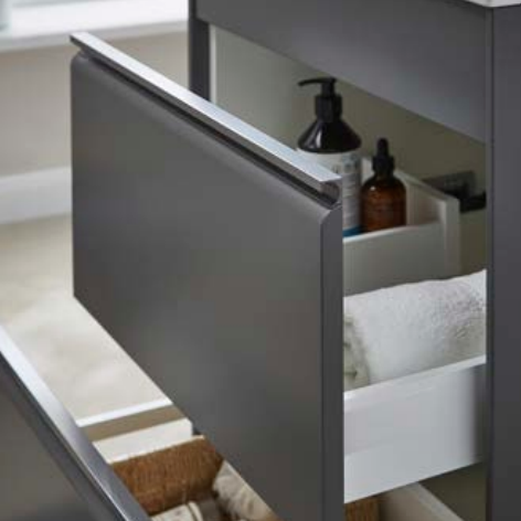 Kartell K-VIT Moon 500mm 2 Drawer Wall Mounted Unit With Ceramic Basin- Matt Grey (MOON500WM-G MOON500BAS)