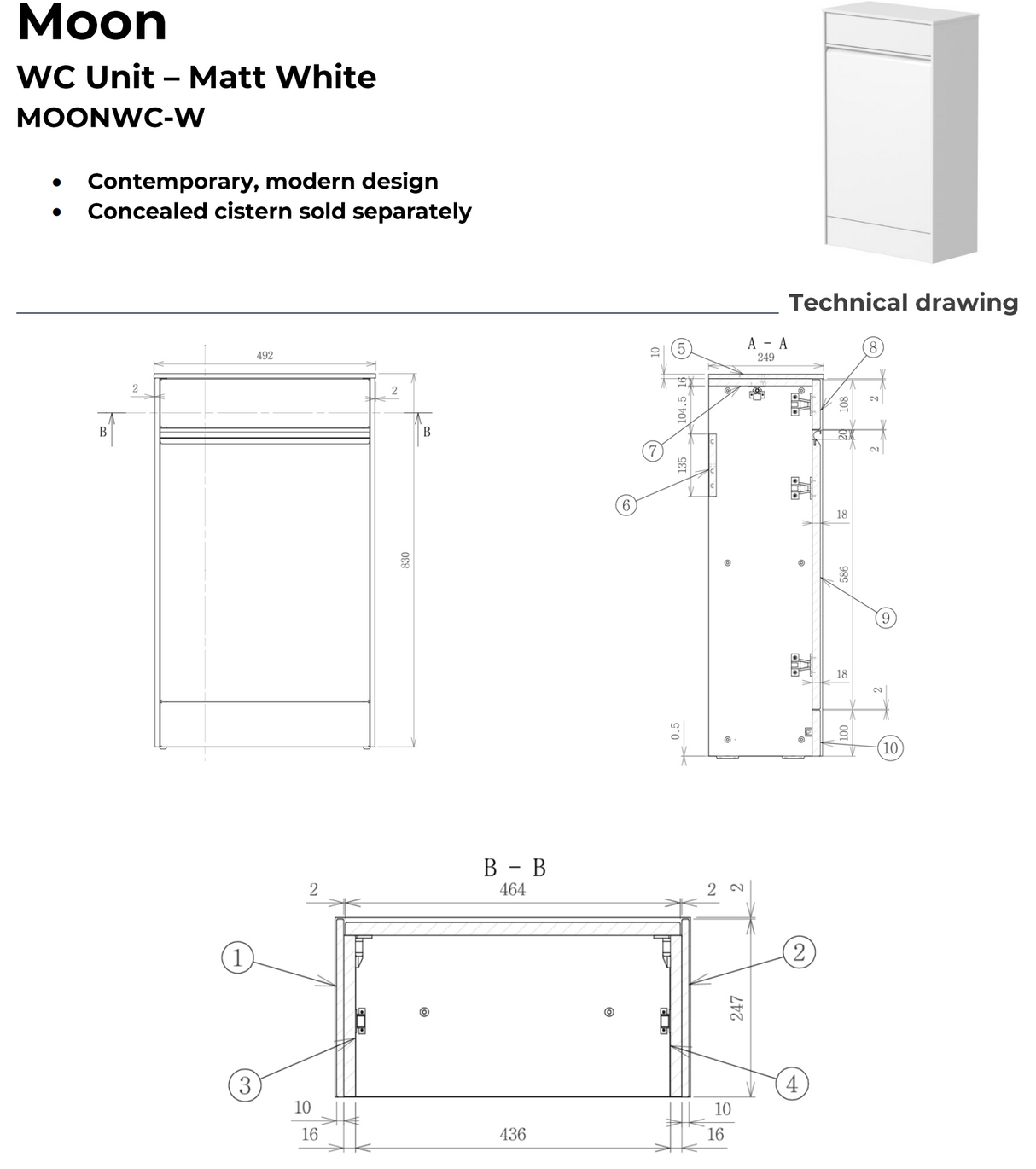 Kartell K-VIT Moon WC Unit- Matt White (MOONWC-W)